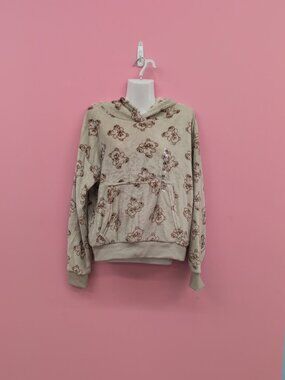 Harper & Ivy Teddy Bear Fleece Plush Pullover Women Hoodie XS Cream